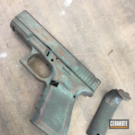 Powder Coating: Hunter Orange H-128,Glock,Pistol,Glock 19,Burnt Bronze H-148,Copper Patina