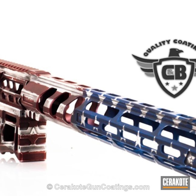 Cerakoted Lead Star Arms Upper, Lower And Handguard Coated In An American Flag Finish