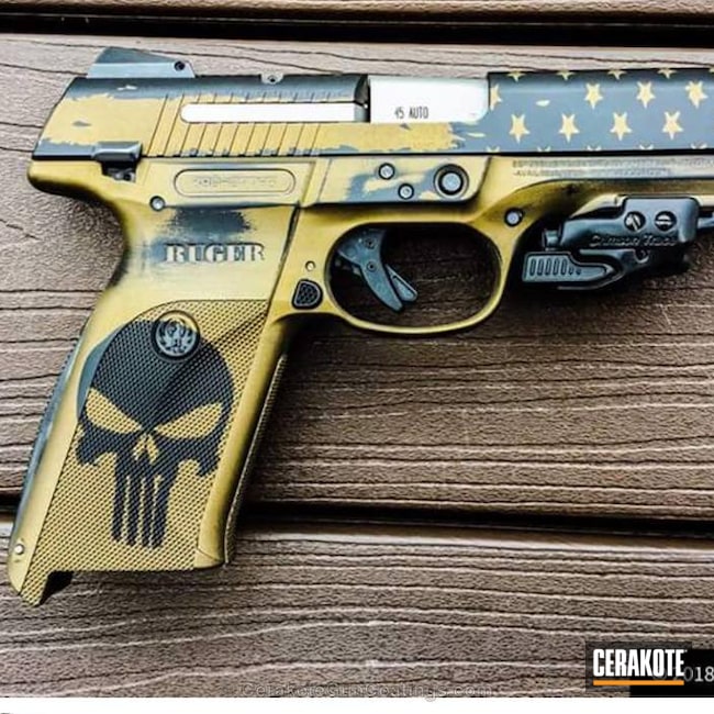 Cerakoted American Punisher Themed Ruger Handgun