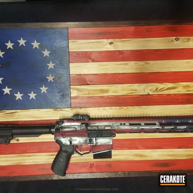 Cerakoted Tactical Rifle Done In An American Flag Finish
