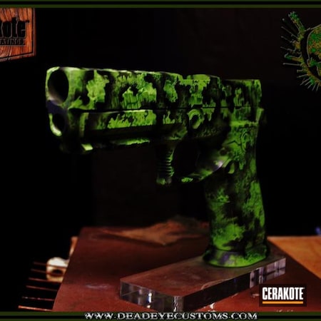 Powder Coating: Graphite Black H-146,Zombie Green H-168,Sig Sauer,Pistol,JESSE JAMES EASTERN FRONT GREEN  H-400,Custom Finish