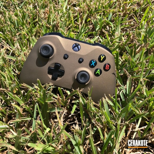Cerakoted Simple Solid Color Xbox Controller In H-148 Burnt Bronze