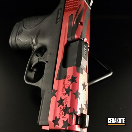 Powder Coating: Smith & Wesson,Pistol,Armor Black H-190,Custom Mix,American Flag,Custom,Distressed American Flag