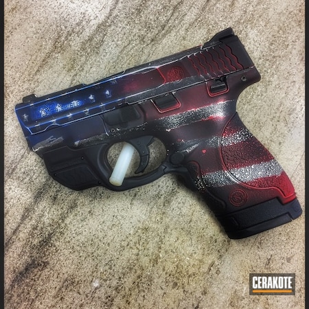 Powder Coating: Smith & Wesson M&P,Smith & Wesson,Armor Black H-190,America,American Flag,FIREHOUSE RED H-216,Ridgeway Blue H-220,Distressed American Flag