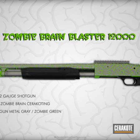 Powder Coating: 12 Gauge,Shotgun,Brains,Zombie Green H-168,Zombie Killer,Zombie,Gun Metal Grey H-219