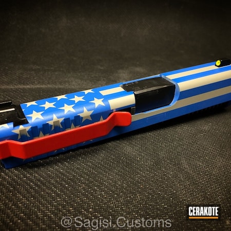 Powder Coating: Slide,Glock,NRA Blue H-171,American Flag,FIREHOUSE RED H-216,Bull Shark Grey H-214