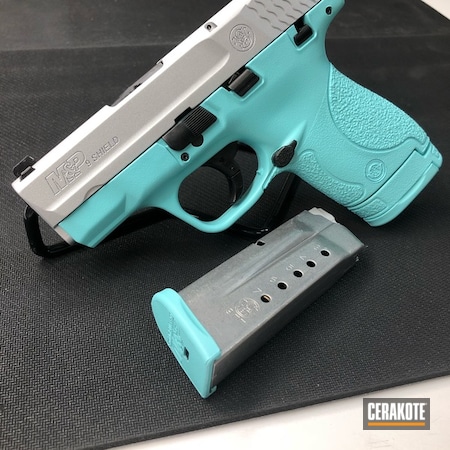 Powder Coating: Smith & Wesson M&P,Satin Aluminum H-151,Smith & Wesson,Two Tone,Pistol,Robin's Egg Blue H-175