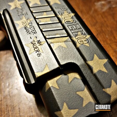 Powder Coating: Graphite Black H-146,Sig Sauer,Pistol,Sig Sauer P226,American Flag,Burnt Bronze H-148