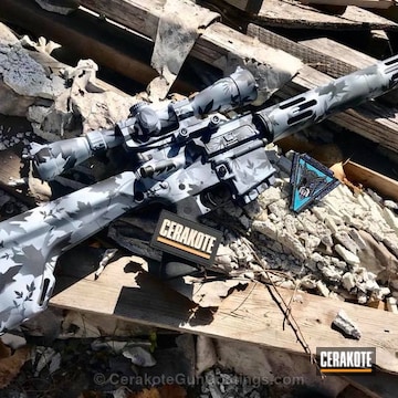 Cerakoted Tactical Rifle Done In A Custom Snow Camo Finish