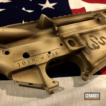 Cerakoted Distressed H-143 Benelli Sand On This Accutac Arms Upper / Lower / Handguard