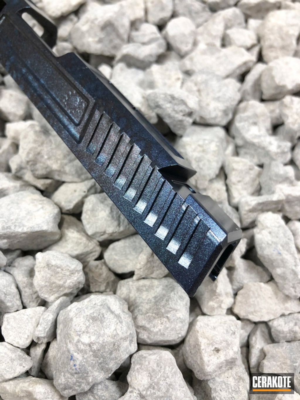 Pistol Slide In A Gun Candy Blue Steel Finish By Glen Cerakote