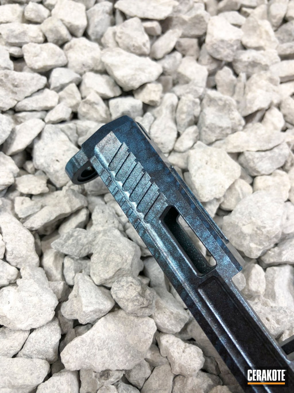 Pistol Slide In A Gun Candy Blue Steel Finish By Glen Cerakote