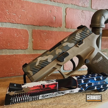 Cerakoted Sig Sauer P320 Done In Multicam And An American Flag Slide