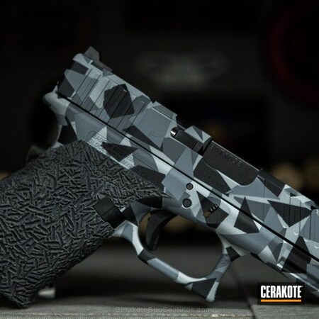 Powder Coating: Graphite Black H-146,Glock,Pistol,Splinter Camo,Bull Shark Grey H-214