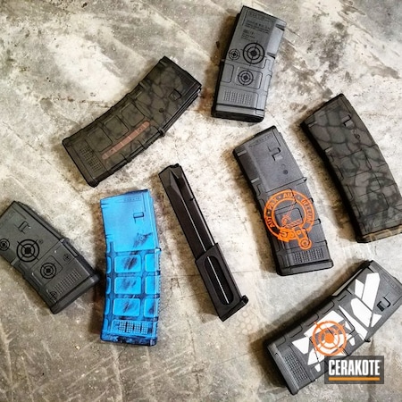 Powder Coating: Hunter Orange H-128,Graphite Black H-146,Magazines,Stencil,Stormtrooper White H-297,SIG™ DARK GREY H-210,Gun Parts,Sky Blue H-169,Graphics