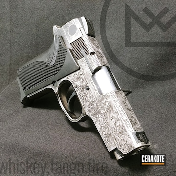 Cerakoted Engraved Smith & Wesson Handgun Coated In H-170 And H-146