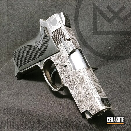 Powder Coating: Graphite Black H-146,Smith & Wesson,Distressed,Hand Engraved,Pistol,Engraved,Titanium H-170