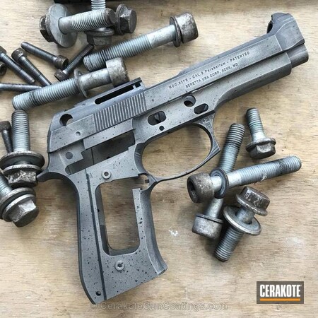 Powder Coating: Graphite Black H-146,Beretta,Gun Metal Grey H-219,Gun Parts,Worn