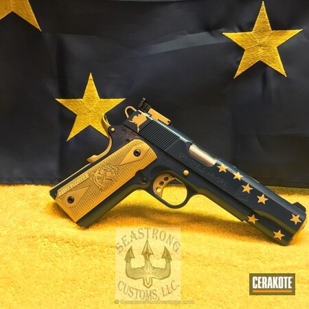 Powder Coating: KEL-TEC® NAVY BLUE H-127,Tattered Flag,1911,Springfield 1911,Alaskan,Pistol,Springfield 9mm,Gold H-122,Springfield Armory,Alaska Flag