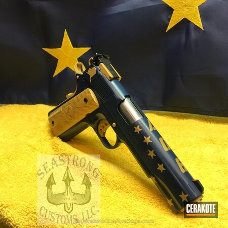 Powder Coating: KEL-TEC® NAVY BLUE H-127,Tattered Flag,1911,Springfield 1911,Alaskan,Pistol,Springfield 9mm,Gold H-122,Springfield Armory,Alaska Flag