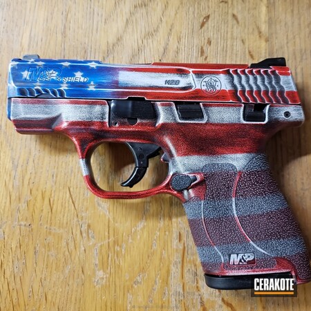 Powder Coating: Smith & Wesson M&P,Graphite Black H-146,Smith & Wesson,Snow White H-136,NRA Blue H-171,Pistol,USMC Red H-167,Distressed American Flag
