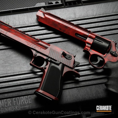 Powder Coating: Matching Set,Graphite Black H-146,Smith & Wesson,50ae,Desert Eagle,Revolver,USMC Red H-167,44 Magnum