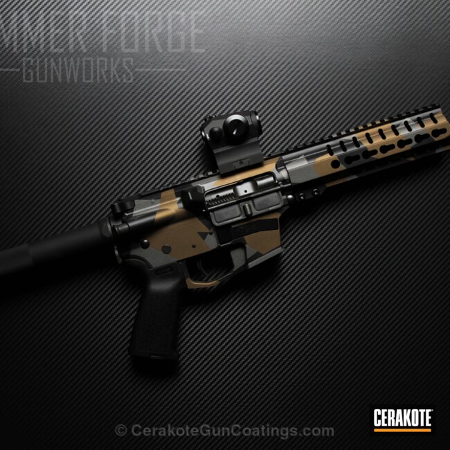 AR-15 done in a Cerakote Splinter Camo Finish by PAUL KEYS | Cerakote