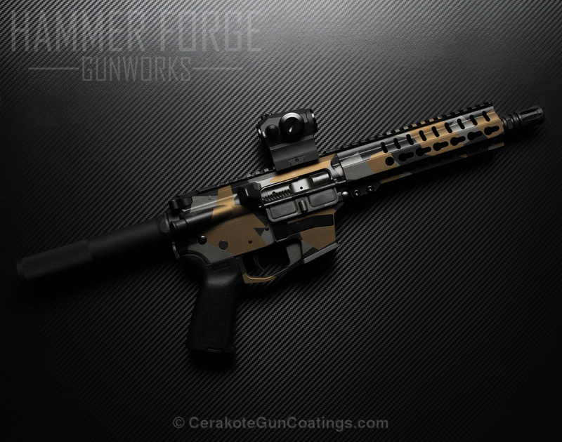 AR-15 done in a Cerakote Splinter Camo Finish by PAUL KEYS | Cerakote