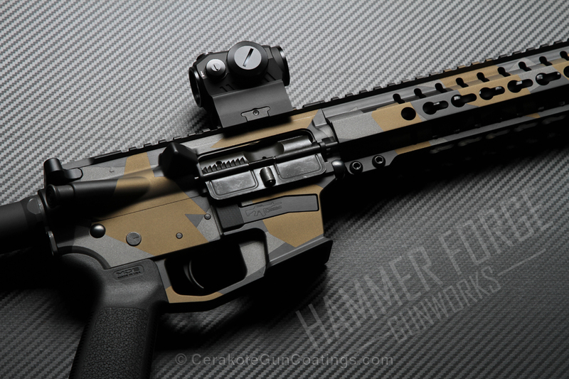 AR-15 done in a Cerakote Splinter Camo Finish by PAUL KEYS | Cerakote