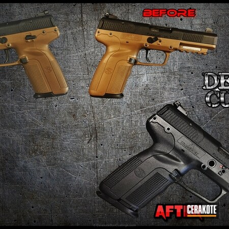 Powder Coating: Graphite Black H-146,Pistol,FN Mfg.,Before and After,MATTE ARMOR CLEAR H-301,FN Five-Seven
