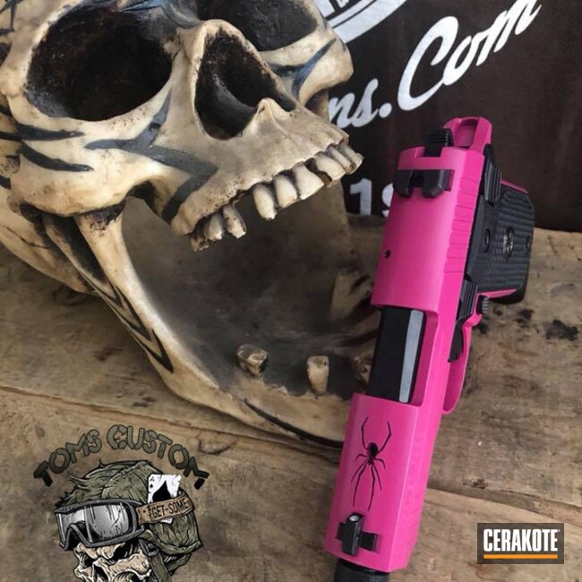 Cerakoted Sig Sauer P338 Handgun Coated In Sig Pink And Graphite Black