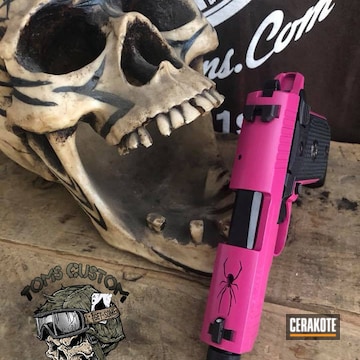 Cerakoted Sig Sauer P338 Handgun Coated In Sig Pink And Graphite Black