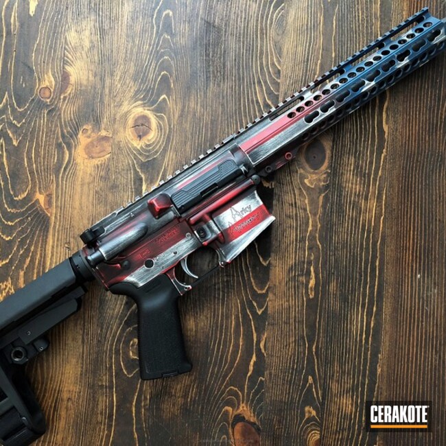 Tactical Rifle coated in an American Flag Finish by WEB USER | Cerakote