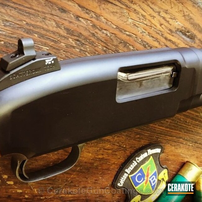Cerakoted Winchester Model 12 Shotgun Coated In H-146 Graphite Black And H-237 Tungsten