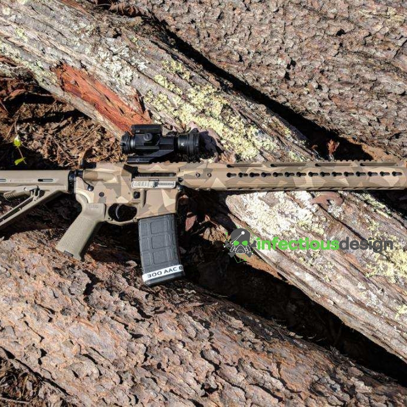 Tactical Rifle done in a Cerakote Splinter Camo Finish by MATT | Cerakote