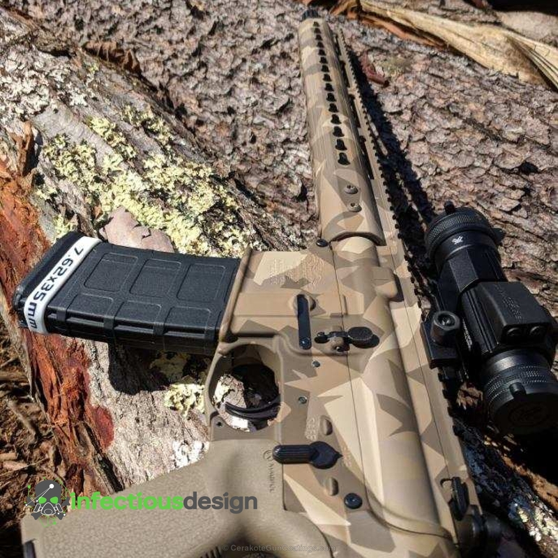 Tactical Rifle done in a Cerakote Splinter Camo Finish by MATT | Cerakote
