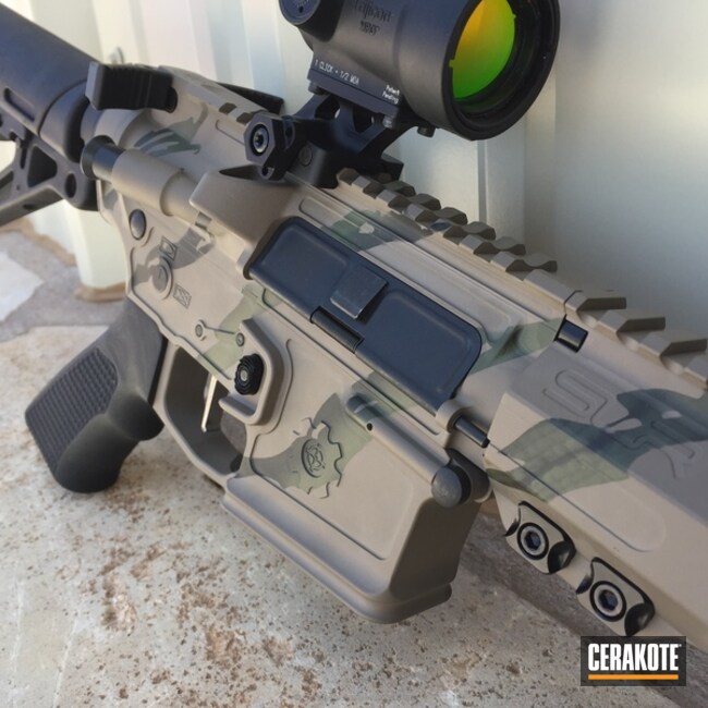 Cerakoted Tactical Rifle In A Cerakote Freehand Camo