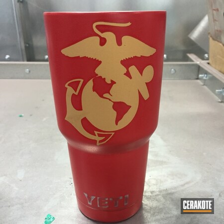 Powder Coating: USMC,Custom Tumbler Cup,Gold H-122,USMC Red H-167,YETI Cup,More Than Guns