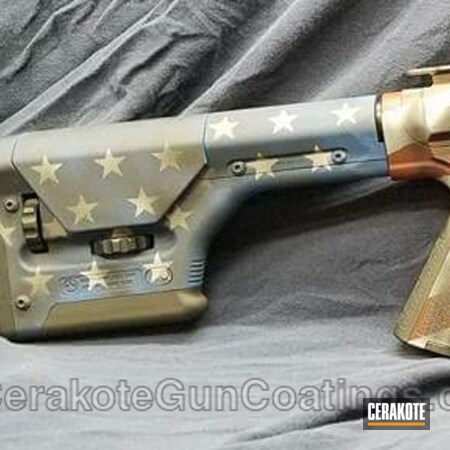 Powder Coating: Hidden White H-242,NRA Blue H-171,Tactical Rifle,Distressed American Flag