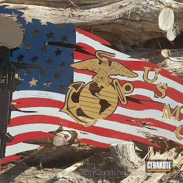 Cerakoted Cerakoted American Flag And Usmc Metal Art Piece
