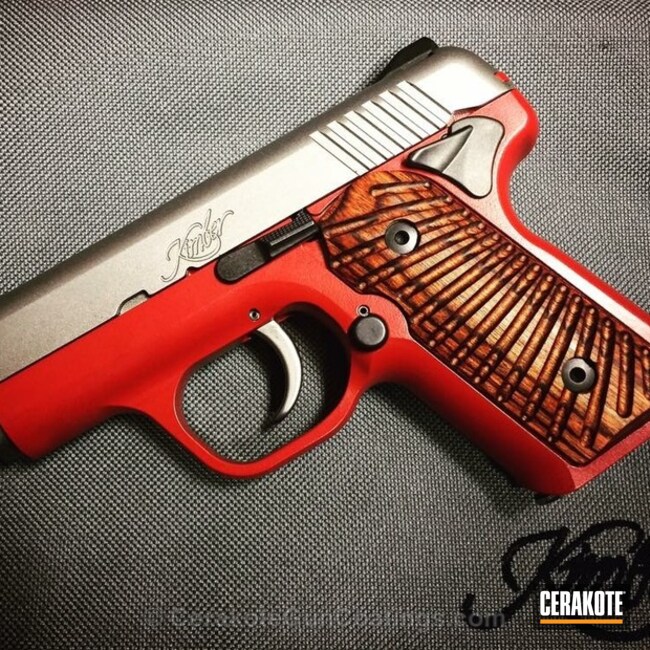 Cerakoted Two Toned Red And Silver Kimber Micro Carry Handgun