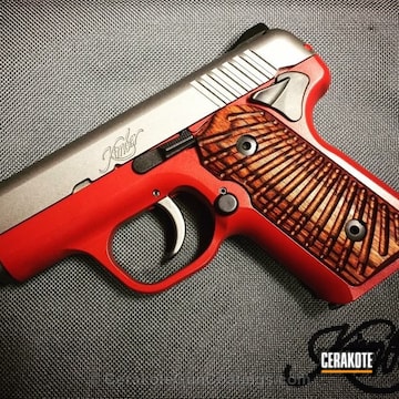 Cerakoted Two Toned Red And Silver Kimber Micro Carry Handgun