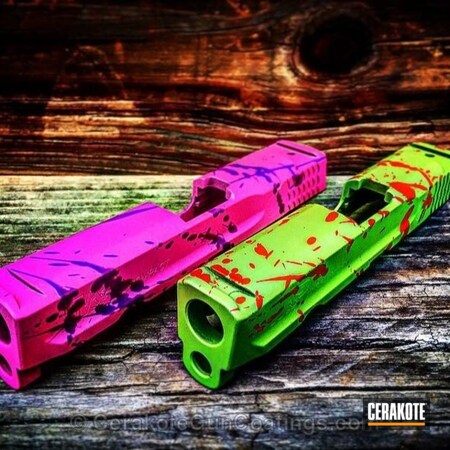 Powder Coating: Slide,Smith & Wesson,Zombie Green H-168,Splatter,Bright Purple H-217,Prison Pink H-141