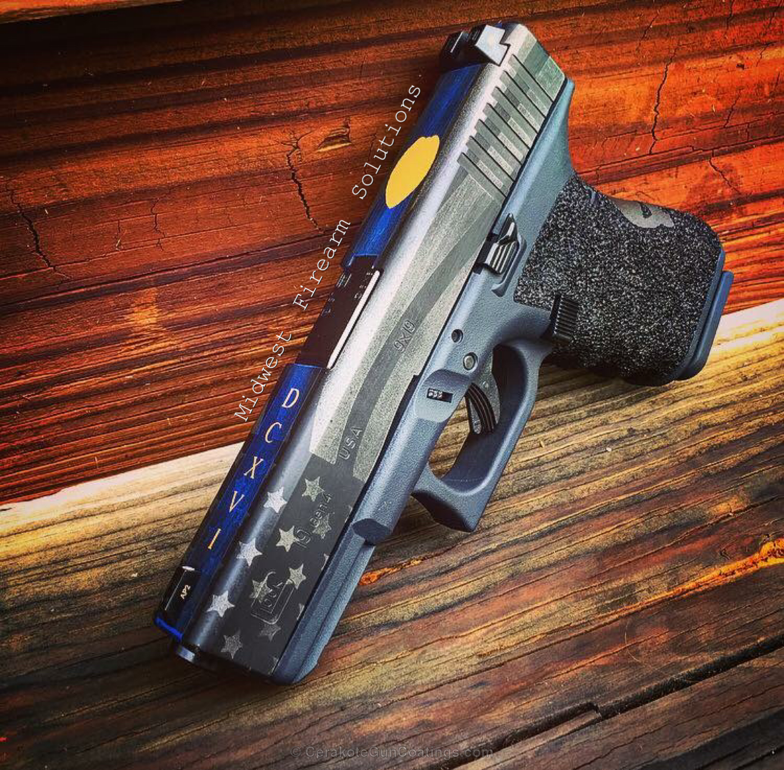 Thin Blue Line and Punisher Skull Finish on this Glock 19 by Thin Blue Line and Punisher Skull Finish on this Glock 19 by