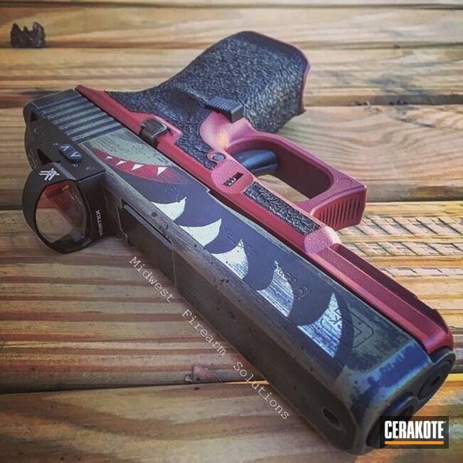 Cerakoted Shark Teeth Design On This Glock 19 Handgun