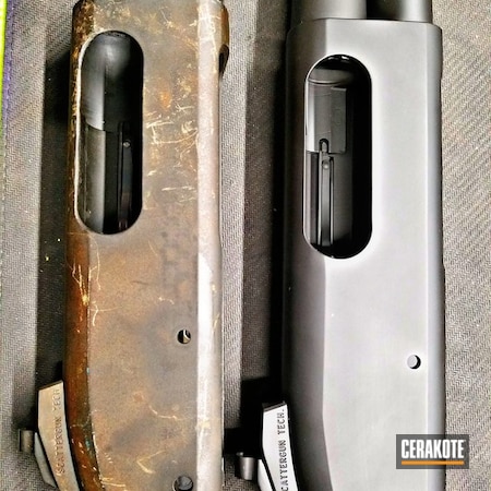Powder Coating: Graphite Black H-146,Remington 870,Remington,Before and After