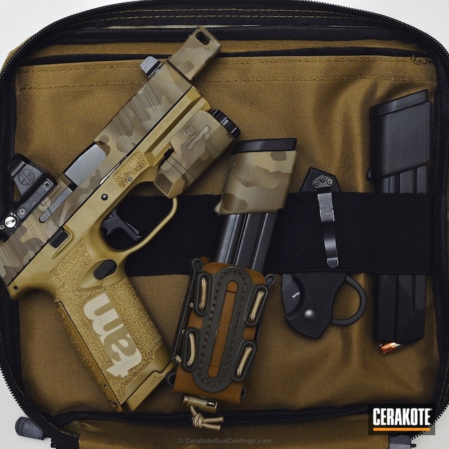 FN Mfg. Handgun in a MAD Land MultiCam Finish by DAVID | Cerakote