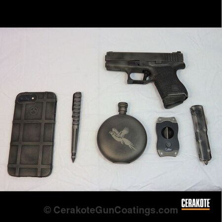 Powder Coating: Glock 43,Matching Set,Graphite Black H-146,Distressed,Colibri,MagPul,Microtech,Benchmade,Titanium H-170