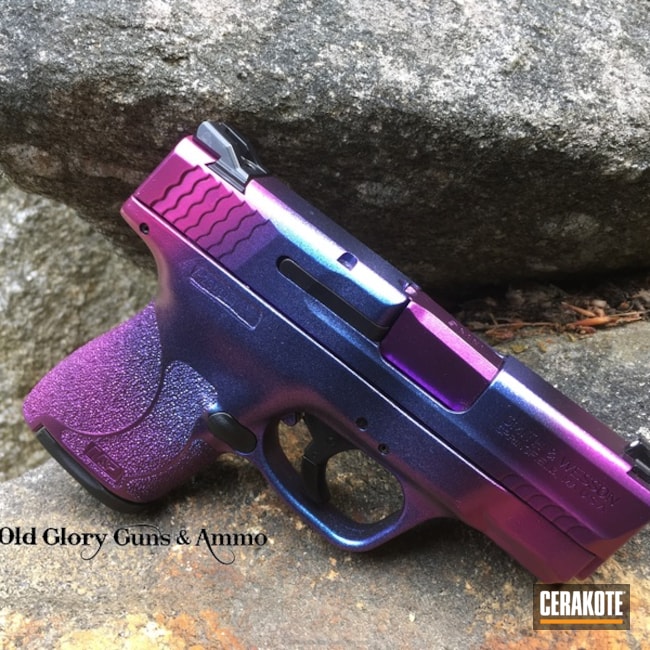 Cerakoted: M&P Shield 9mm,Graphite Black H-146,Smith & Wesson,Purple Candy,Pistol,GunCandy,M&P Shield,Color Shift