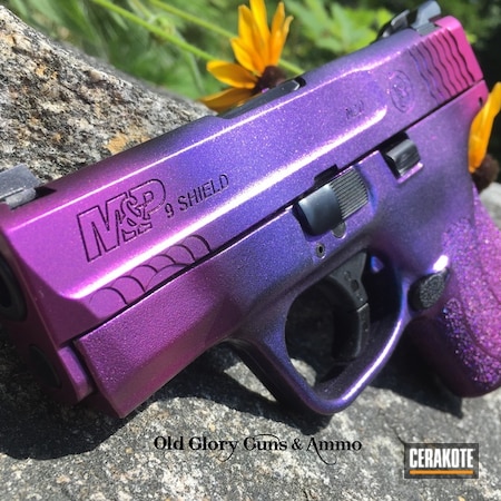 Powder Coating: Graphite Black H-146,Smith & Wesson,GunCandy,M&P Shield,Pistol,Purple Candy,M&P Shield 9mm,Color Shift